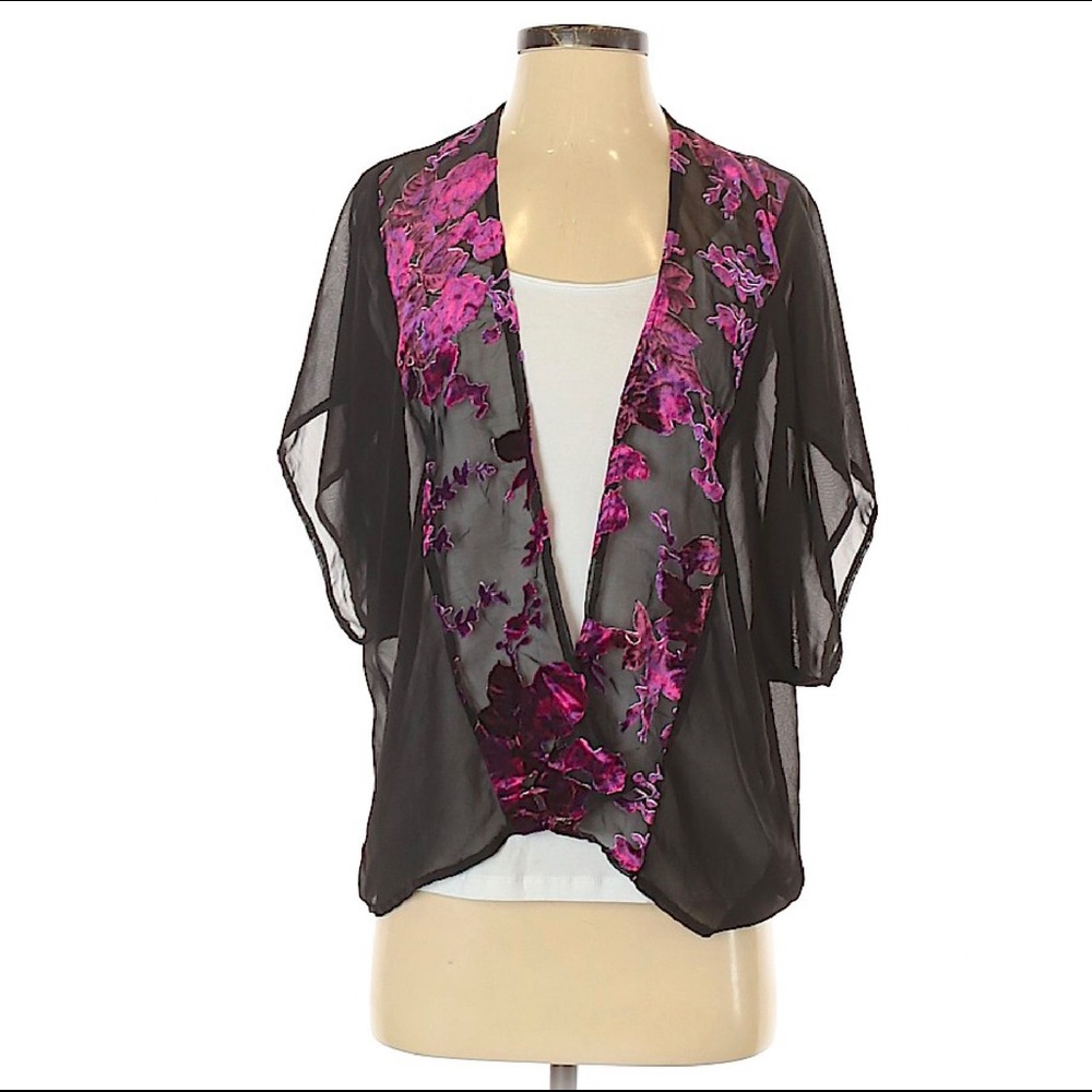 Wet Seal Sheer Floral Panel Kimono